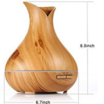 Grain Vase Style Aroma Diffuser Ultrasonic Cool Mist Big Pot Wooden Humidifier with LED Lights