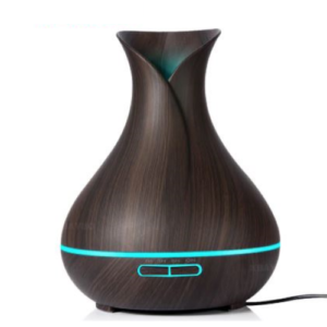 Grain Vase Style Aroma Diffuser Ultrasonic Cool Mist Big Pot Wooden Humidifier with LED Lights