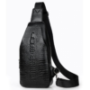 Men's Leather Crocodile Pattern Chest Bag Sling Backpack Crossbody Travel Bag