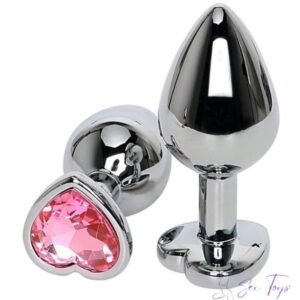 Orly sex plug with a heart pattern made of silver metal